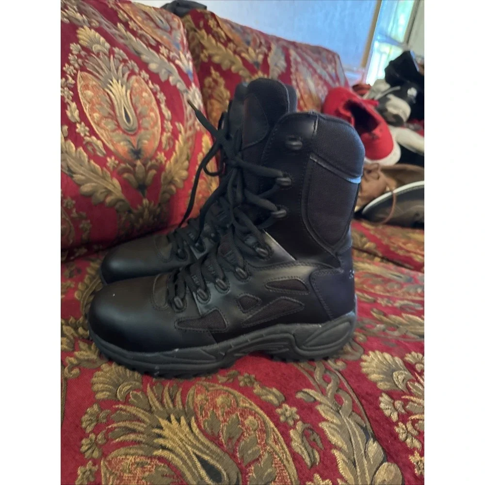 Reebok Rapid Response RB 8'' Waterproof Stealth Boot w/Side Zipper Size 8 W Mens
